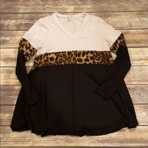 Leopard color block top